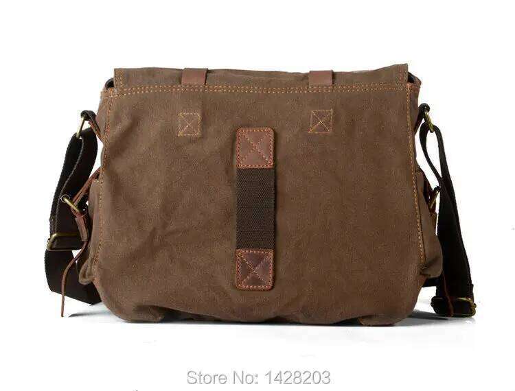 Designer Luxury Retro Vintage Cotton + Real Leather Men's Messenger Shoulder Military Canvas Crossbody Male Casual Sling Bag