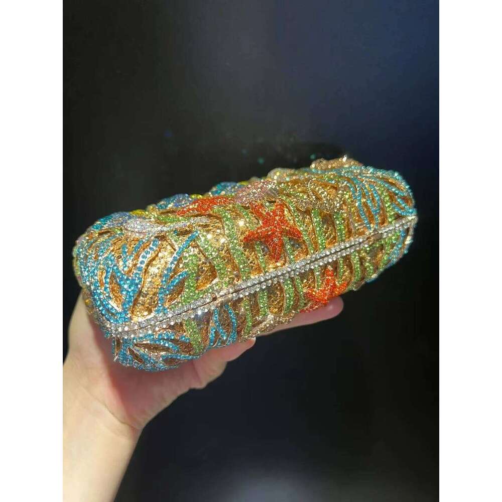 Lady Fish Full Rhinestones Evening Clutch Bags Wedding Stone Day Clutches Purses Metal Minaudiere Handbag Bridal Party Handbags
