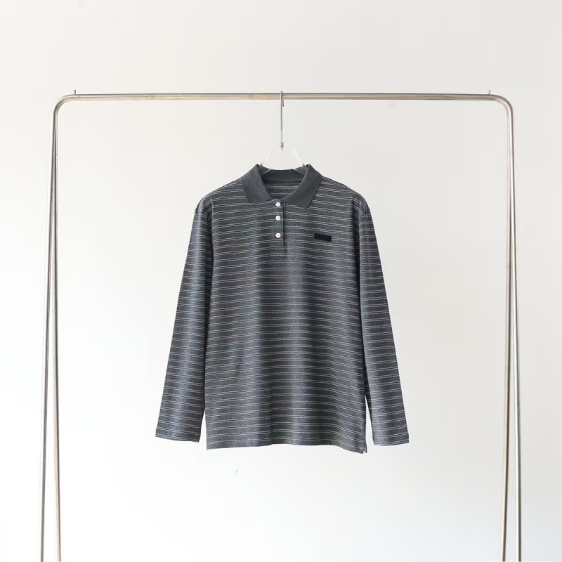 designer women tshirt fashion man polo shirts long sleeved stripe top womens polos collar striped men women t shirt versatile casual loose oversized woman shirts