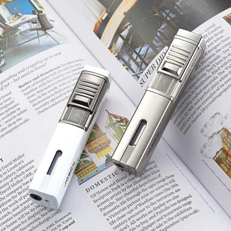 JOBON Metal Windproof Direct Blue Flame Butane Gas Torch Lighter with Visible Gas Window Portable Cigar Lighters Smoking Gift for Men y250716