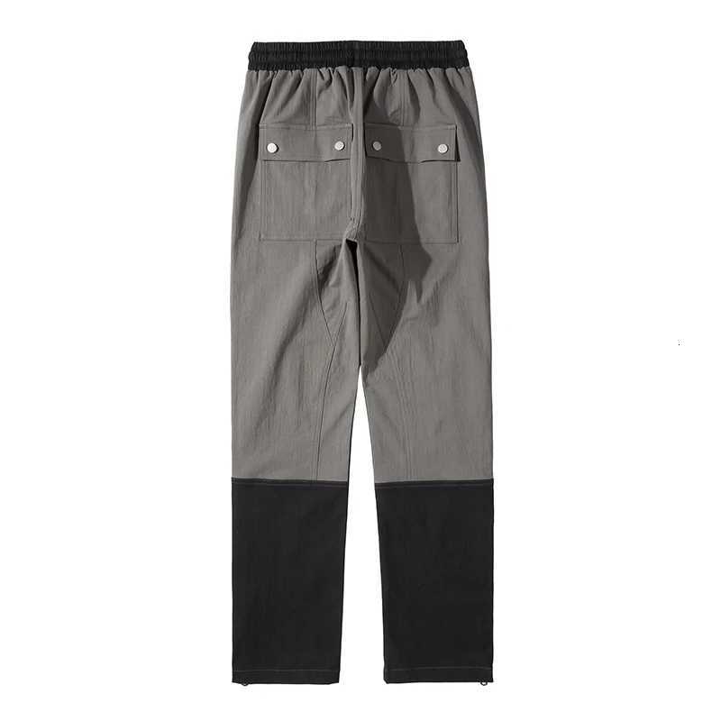 Ankle Zipper Color Block Streetwear Straight Casual Cargo Pants for Men Drawstring Harajuku Oversize Hip Hop Loose Trousers y250716