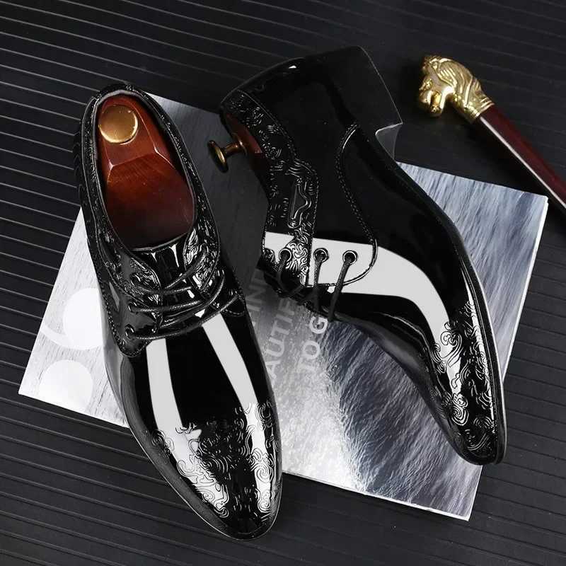 Mens Casual Business Shoes Formal Shoes Lace Up Formal Black Leather Brogues Mens Wedding Party Office Oxford Shoes Y250715