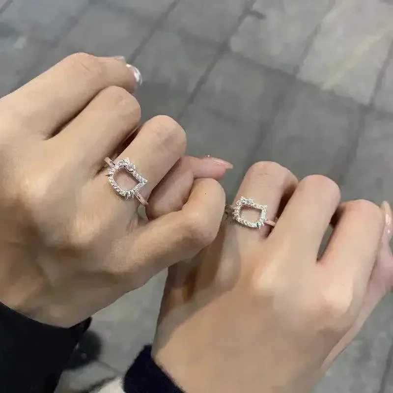 Sanrio New Style Simple Kawaii Hello Kitty Ring Female Ins Kt Cat Ring Niche Design Cute Cold Wind Fashion and Exquisite Wholesale w250716