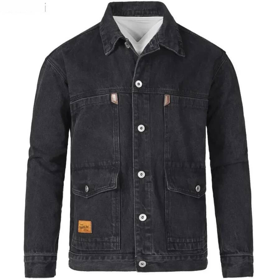 Spring Autumn Men's Denim Coats Multi-Pocket Loose Single-Breasted Cardigan Fashion Casual Cargo Jackets Men Jeans Jacket