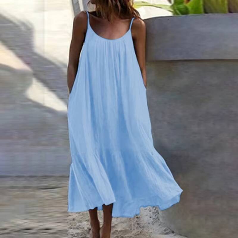Strap White Beach Woman Dress 2021 Summer Loose Casual Maxi Dresses For Women Size Robe Femme dongdumaoyi