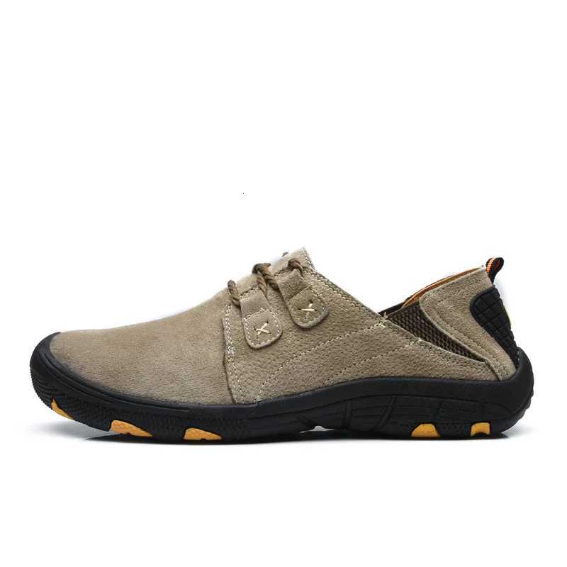 Comfortable Men Sneakers Leather Casual Men Shoes Outdoor Wear-Resistant Suede Leather Walking Shoes Men Breathable Work Shoes W250716
