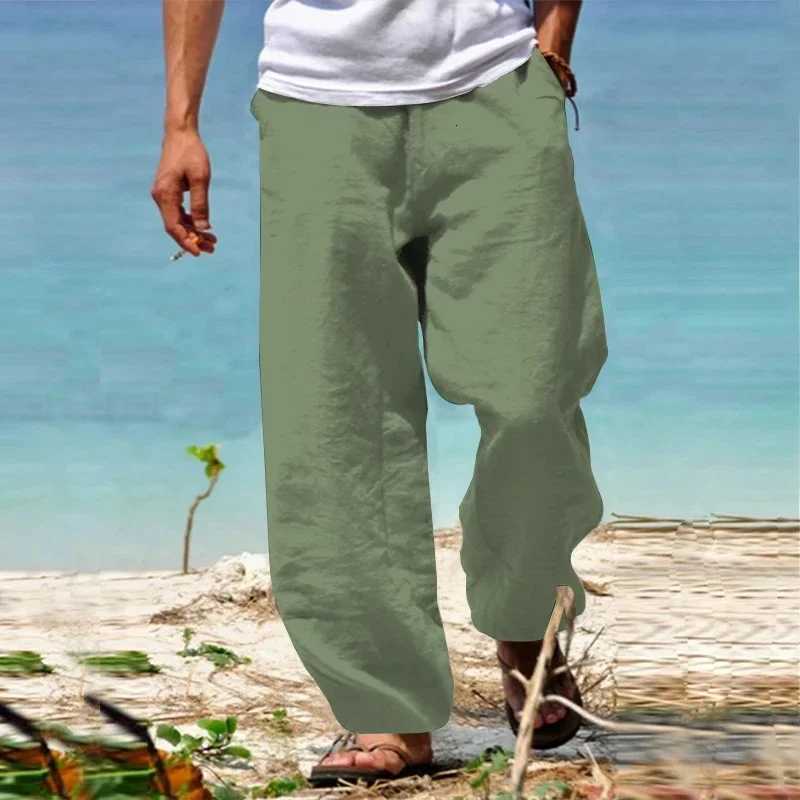 New Mens Spring and Autumn Leisure Solid Color All Pull Rope Straight Leg Wide Leg Pants Quick Dry Breathable Jogging Pants y250716