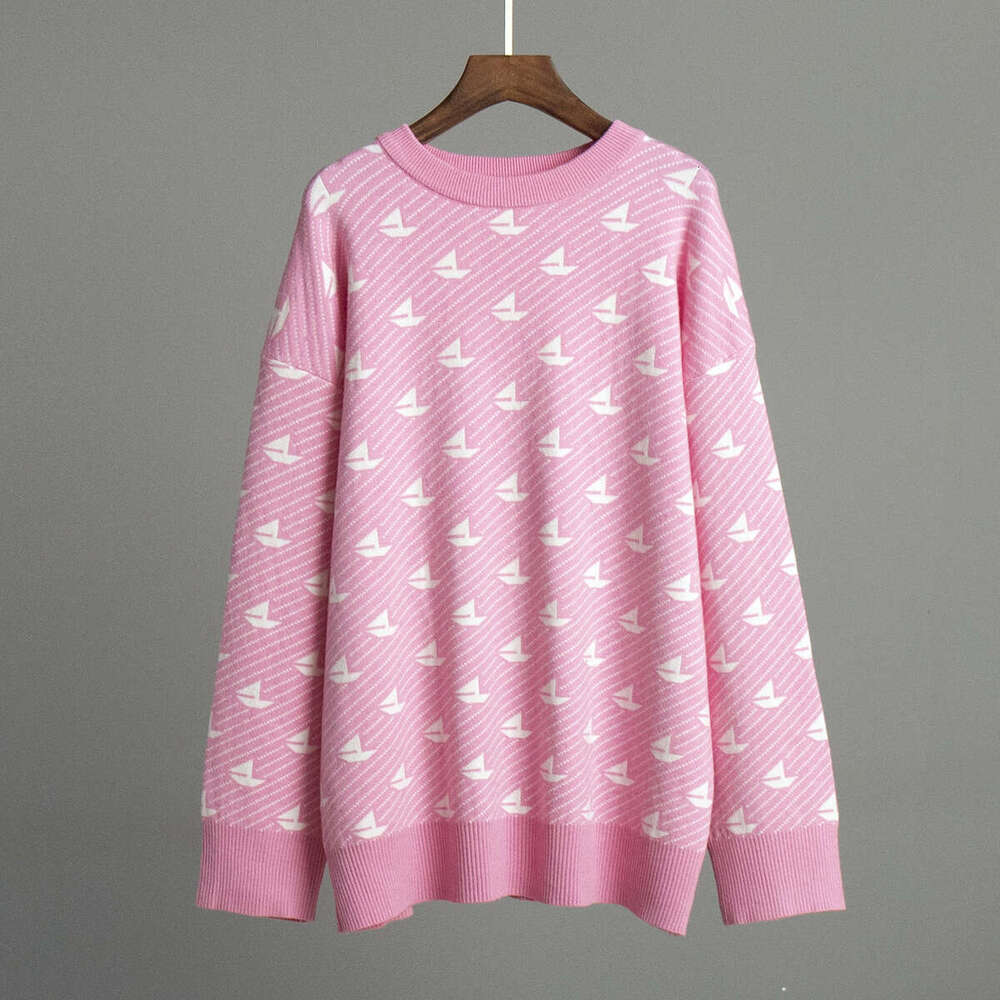 Round Neck Sailboat Winter New Style Elegant Commuter Versatile Loose Knitted Pullover Sweater B5