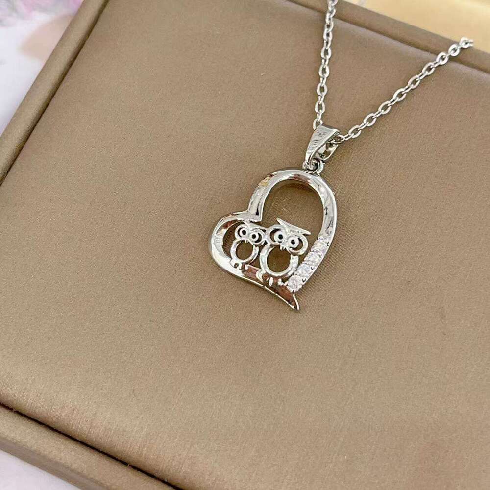 Heart-Shaped Owl Necklace Light Niche Collarbone Chain Choker 60D