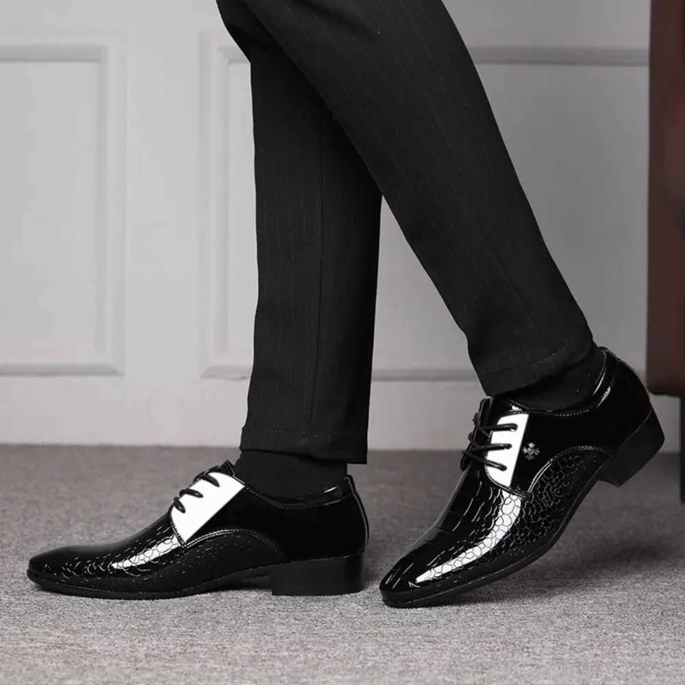 Mens Dress Shoes Cracked Stripe Classic Formal Business Oxford Shoes Casual Lace Up Mens Derbys Shoes Y250715