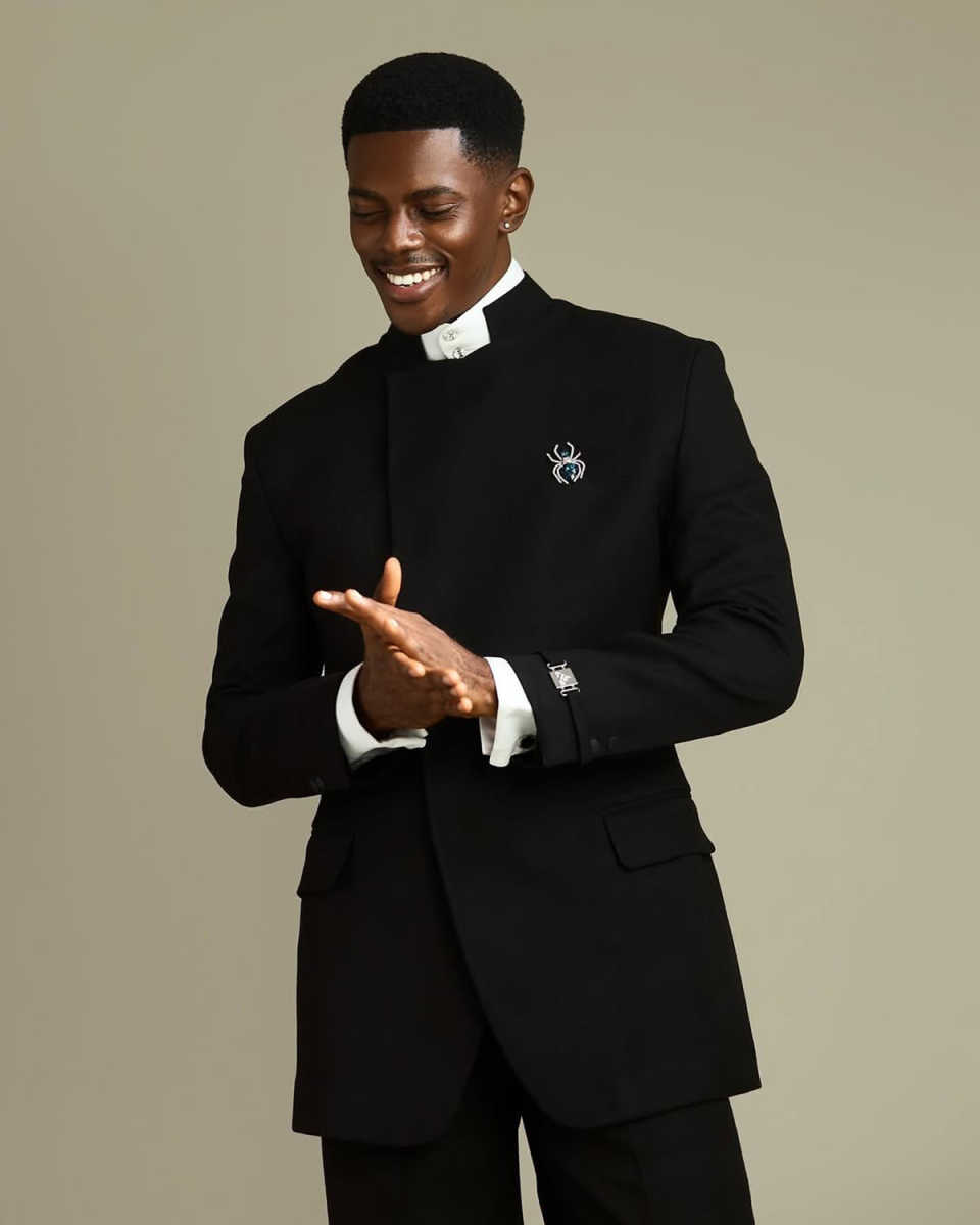 New Wedding Men Suits Stand Up Collar Business Suit Loose Tailor-Made Groom 2-Pcs Coat Pant Formal Occasions Party Plus Size Customized M253447