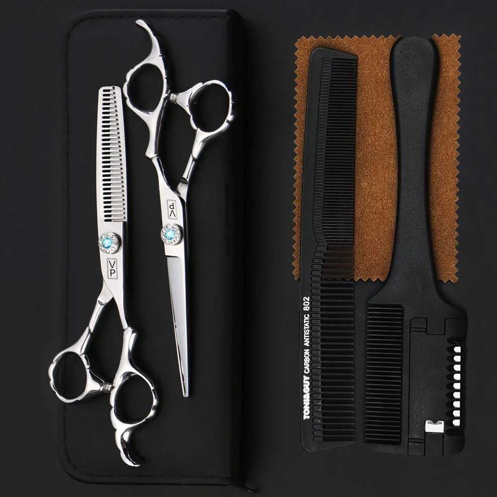 Professional 6 Inch Japan 440C Hairdressing Scissors Cutting And Thinning Tools Salon Hair Scissors Barber Scissors Set W250716