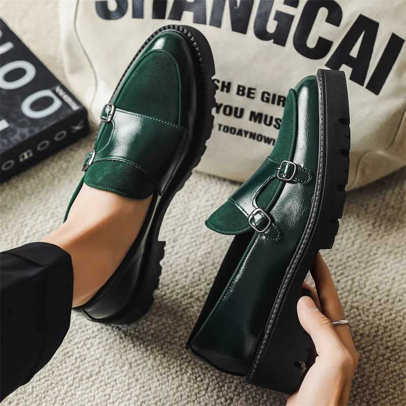 Loafers Men Leather Shoes Thick-soled British Style Black Formal Business Shoes Fashion Luxury Slip-On Casual Shoes Size 46 W250716
