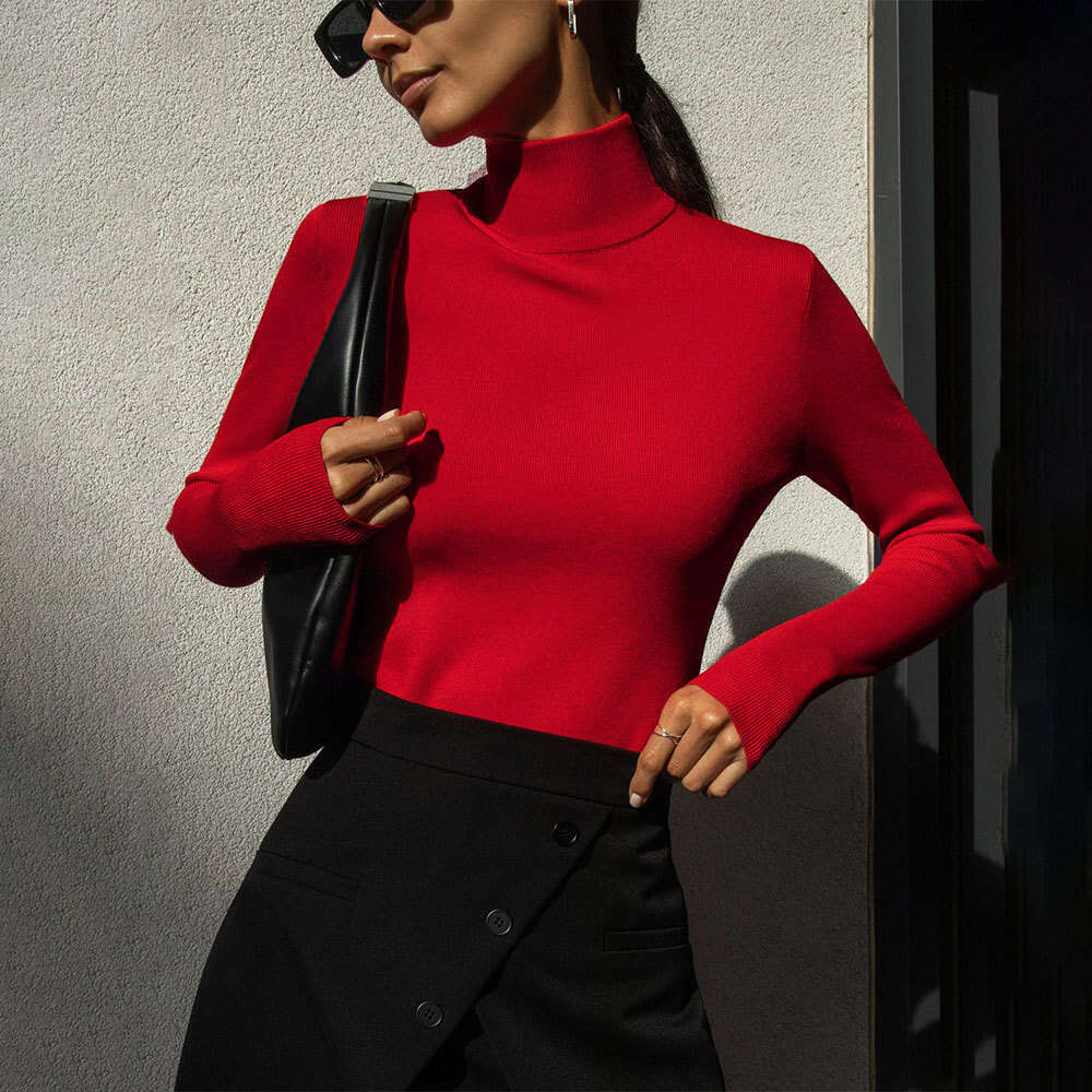 Half Turtleneck Base Shirt Autumn Winter New Elegant Slim Fit Warm Long Sleeve Inner Sweater B5