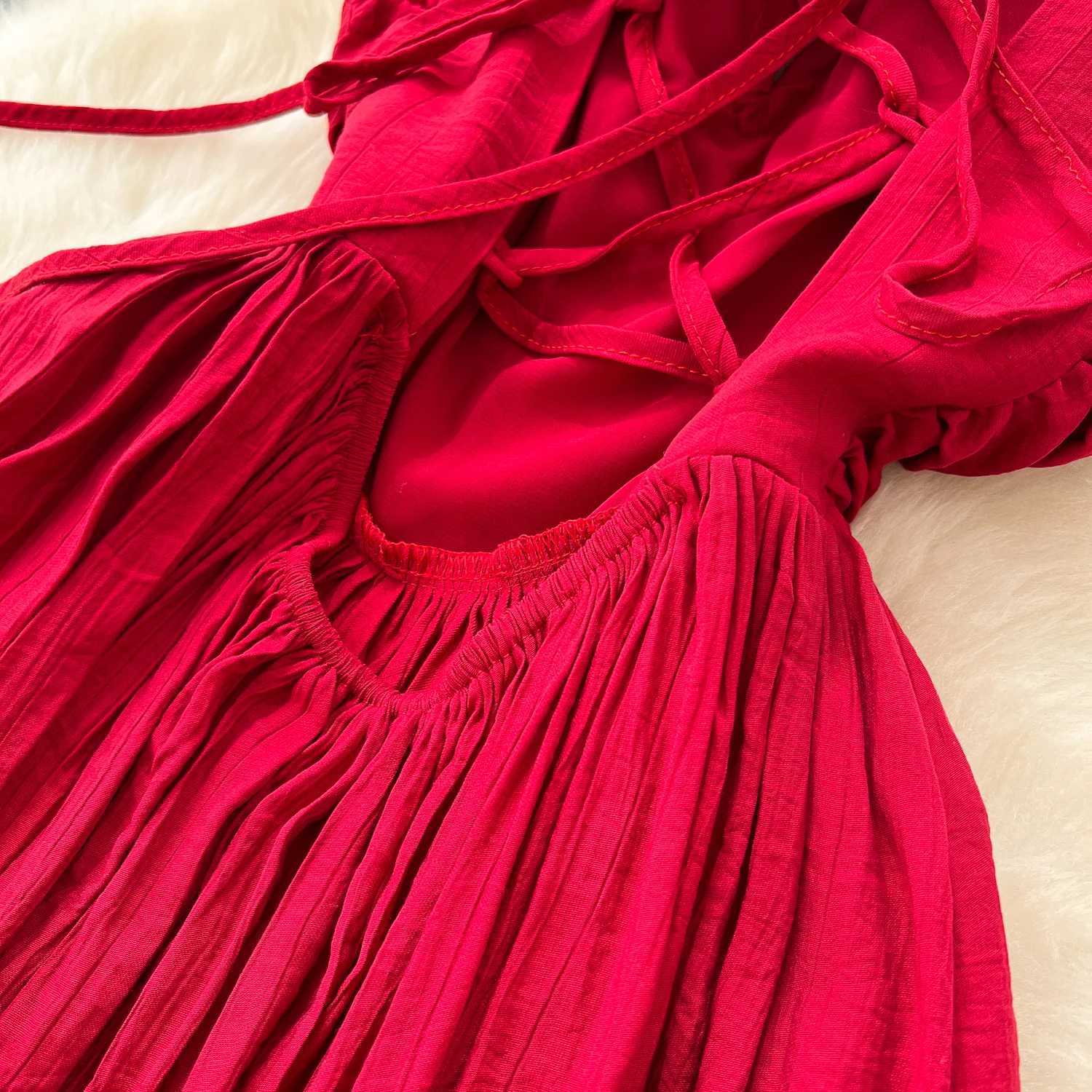 Chicy Sexy Backless Split High Waist Slip Dress Fairy Casual A-line Dress Vacation Dresses Women Boho Sundress R250716