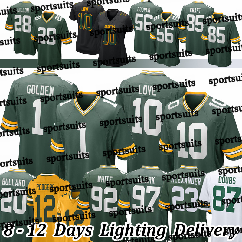 Josh Jacobs 10 Love Football Jersey Xavier McKinney Watson Lukas Van Ness Jayden Reed Luke Musgrave Romeo Doubs Rashan Gary Dontayvion Wicks Dillon Brett Favre