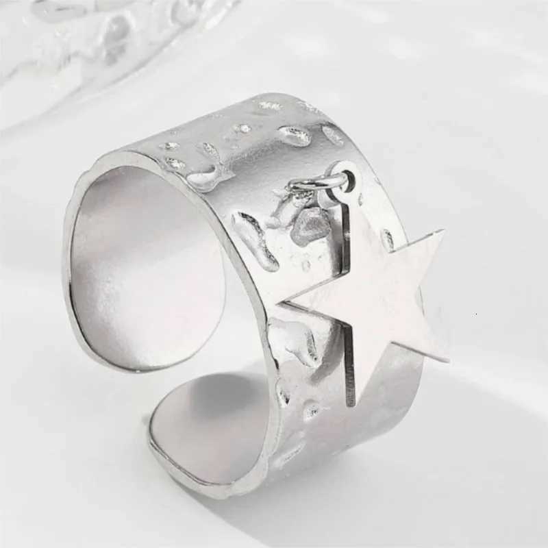 Korean Star Charm Open Ring For Women Gold SIlver Color Width Circle Smooth Metal Finger Ring Daily Wear Ins Party Jewelry S250716
