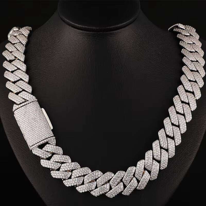 Hip hop jewelry bracelet necklaceDesigner necklace15mm 18mm 20mm Heavy Hip Hop Iced Out Jewelry Silicon Stone Cuban Chain