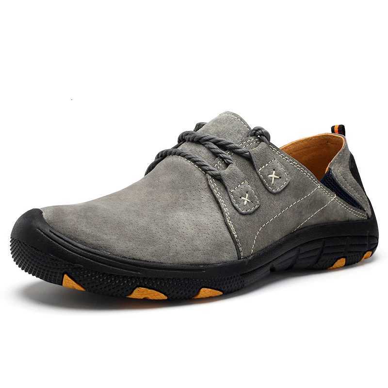 Comfortable Men Sneakers Leather Casual Men Shoes Outdoor Wear-Resistant Suede Leather Walking Shoes Men Breathable Work Shoes W250716