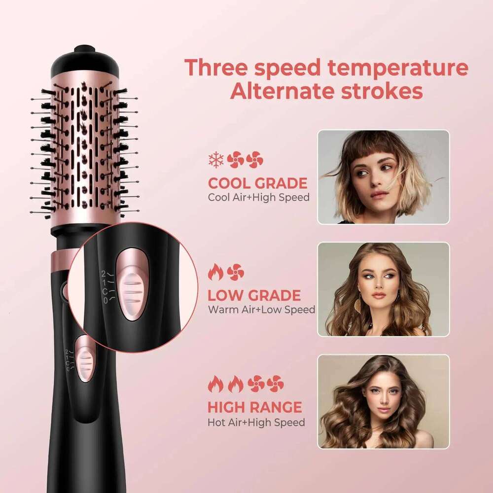 Hair Dryer 3-In-1 Round Spin Set 2 Detachable Auto Rotating Curling Brush Hot Air Styler