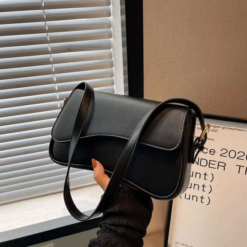 Vintage Shoulder Bag For Woman, Chain Handbag, Black Crossbody Underarm Bags,
