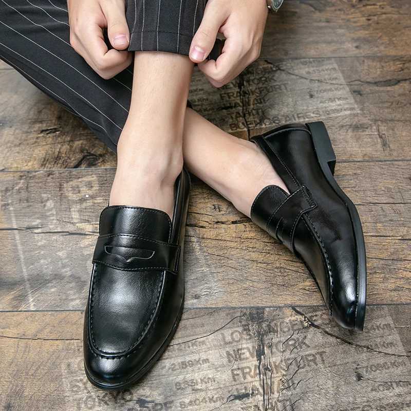 Luckman Mens Dress Shoes PU Leather Fashion Men Business Dress Loafers Pointed Shoes Y250715