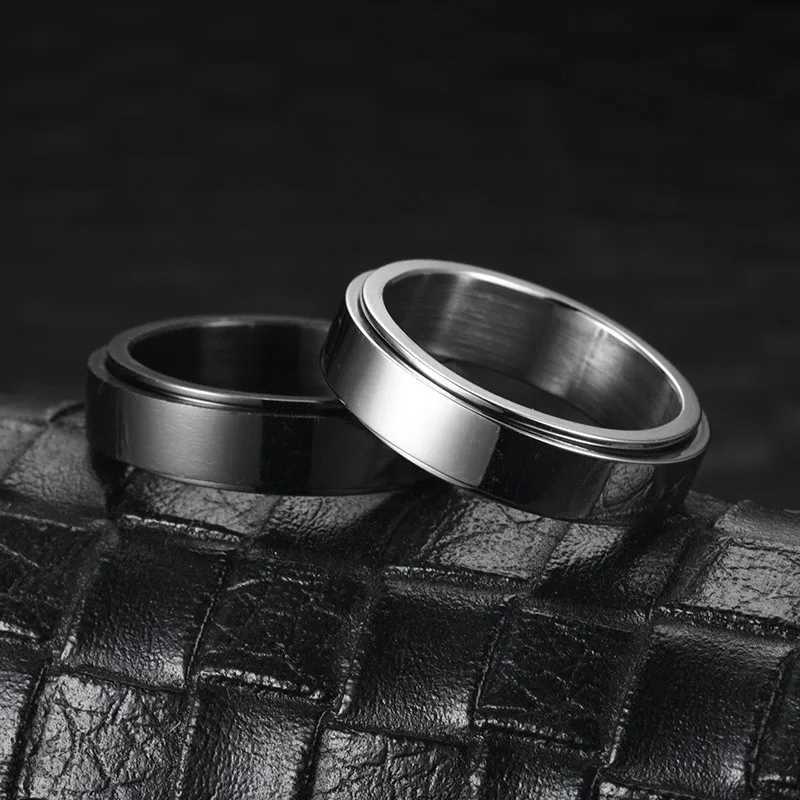 Anti Stress Anxiety Fidget Spinner Couple Rings Rotate Freely Jewelry for Men Women Stainless Steel Knuckle Ring Wedding Bague S250716