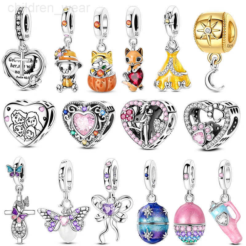 Disney 925 Sterling Silver Golden Charms Bead Squirrel Maple Leaf Leopard Pendant Fits Bracelet Making Womens Jewelry W20250716