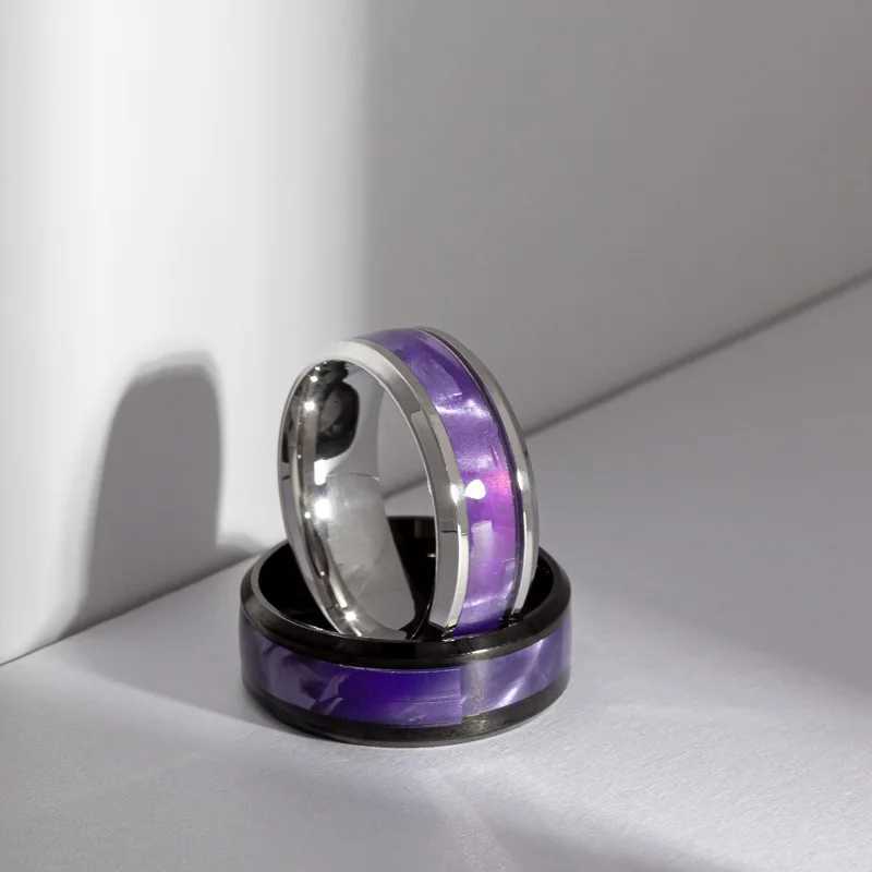 Hot Selling Classic Titanium Steel Black Elegant Purple Colorful Couple Ring For Women Men Jewelry Accessories Size 6-13 S250716