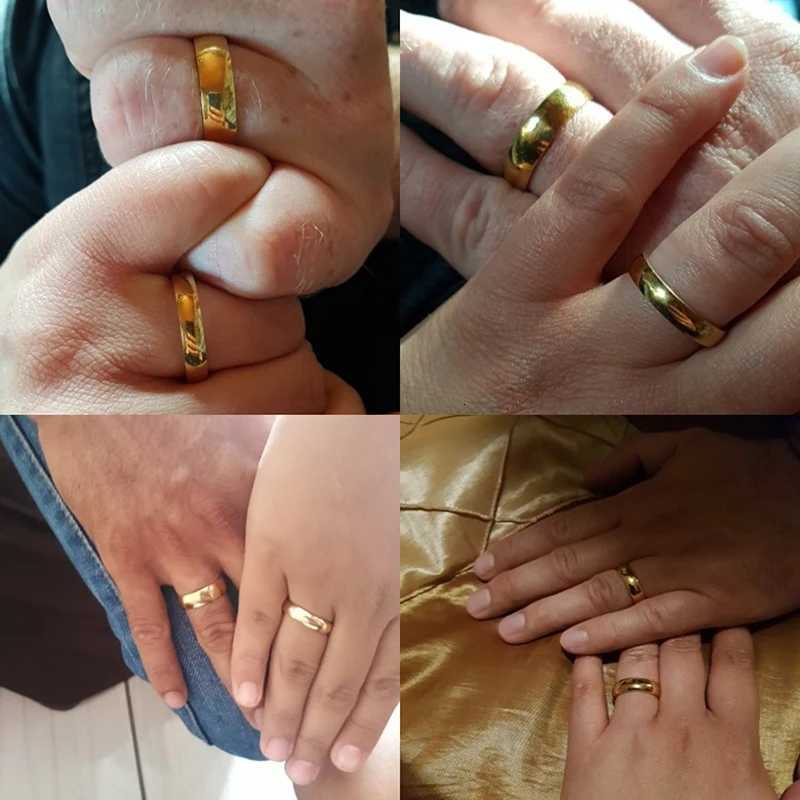 Letdiffery Simple 2/4/6/8mm Stainless Steel Wedding Rings Golden Smooth Women Men Couple Ring Fashion Jewelry S250716