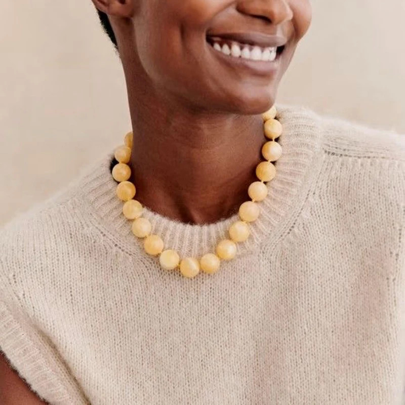 Punk Colorful Natural Stone Collar Chain Necklace Tiger Eye Malachite Round Beads Handmade Jewelry 250712