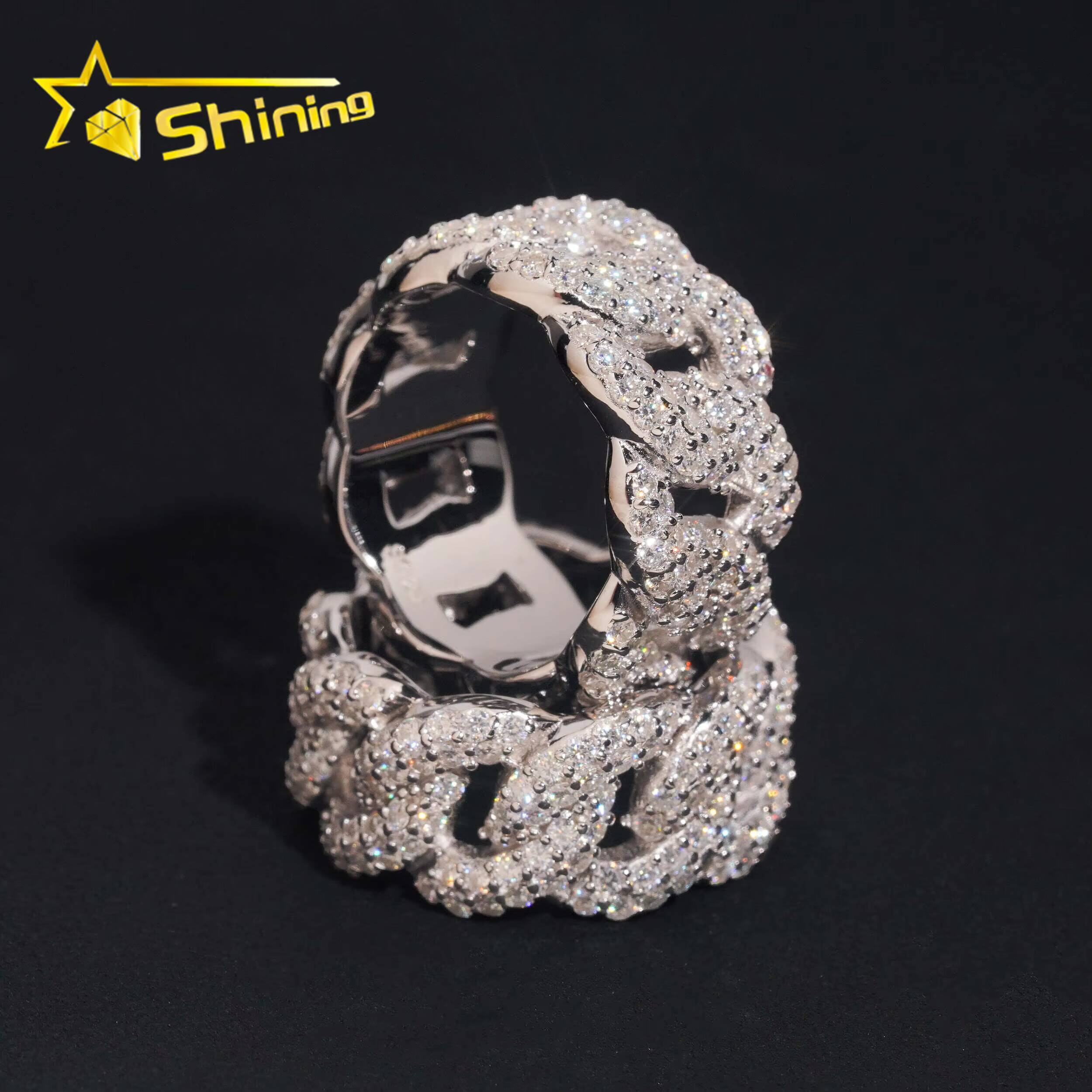 GRA Certificate Pass Diamond Tester High Quality 925 Silver Fine Jewelry Iced Out Hip Hop Ring Moissanite Cuban Ring