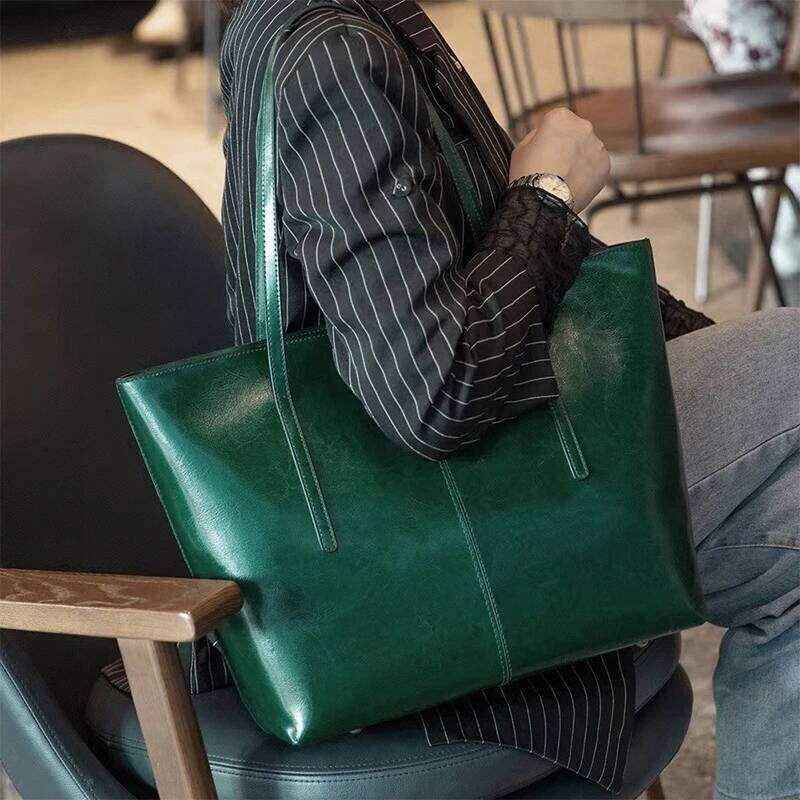 Hifashion Cowhide Genuine Leather Large Tote For Women Trend Designer A4 Shoulder Bags Laptop Shopper Ladies Handbags