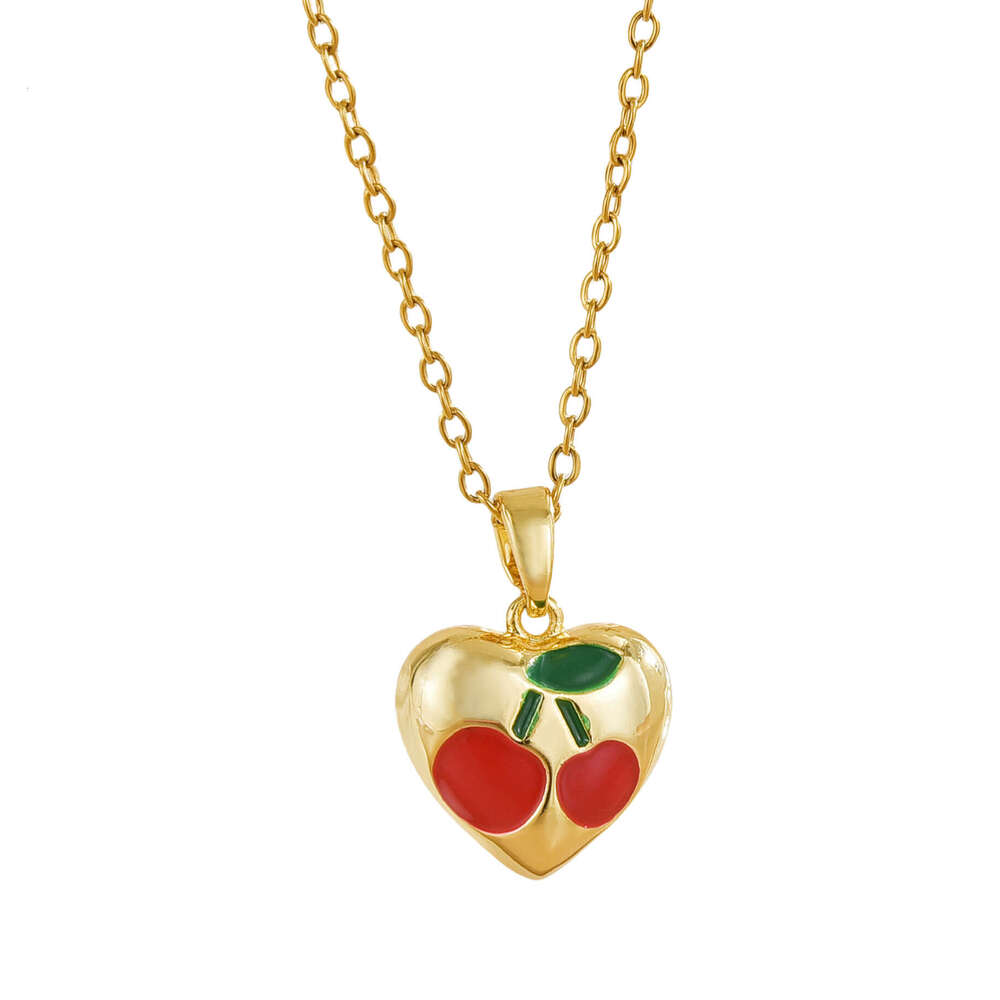For Women Korean Version Cherry Necklace Ins Niche Design Sense Simple Internet Celebrity Same Style Titanium Steel Collarbone Chain 672