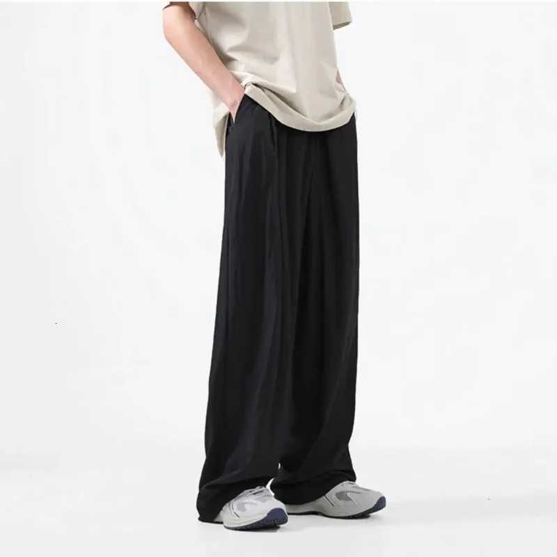Thine Cooling Ice Silk Casual Pants Man Summer Cool Loose Wide Baggy Straight Trousers For Men XXXL Regular Fit Luxury Vintage y250716