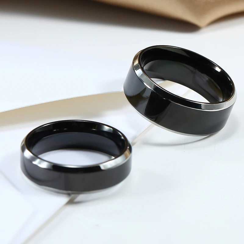 Classic Rings Stainless Steel Ring Engagement Wedding Bands For Couple Men Women Anniversary Simple Silver Black Color 6/8MM S250716