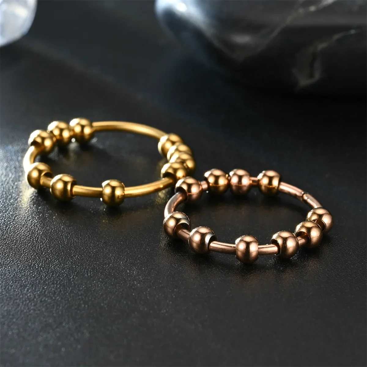 Tainless Steel Beads Anxiety Rings For Women Stress Relief Fidget Rings Men Simple Style Fashion Jewelry Accessories S250716