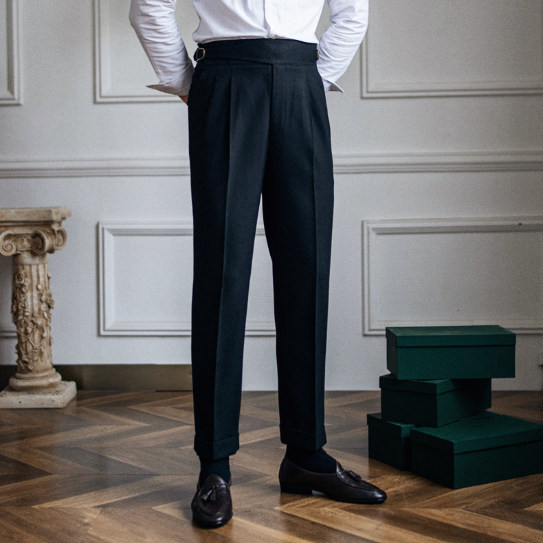 2023 Autumn Winter New Italian Style Naples High Waist Straight Long Pants British Mens Casual Versatile Trousers 241206
