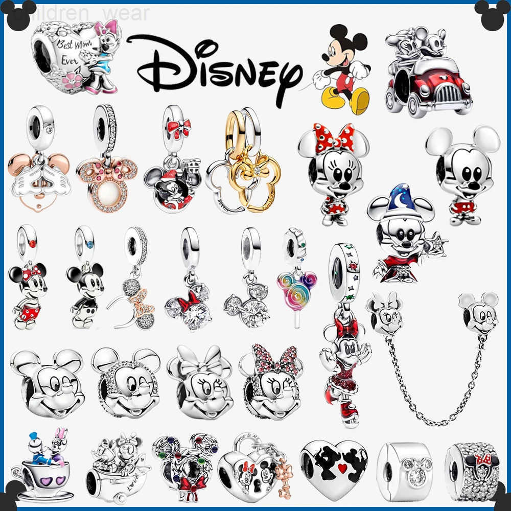 Disney Stitch Mickey Winnie 925 Sterling Silver Dangle Charms Fit Original Bracelet Beads Jewelry DIY Gift W20250716