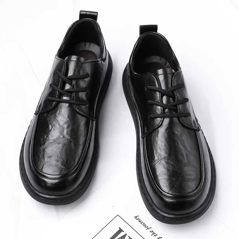 Big Size Spring New Mens Business Casual Leather Shoes High Quality Soft Soled Shoes for Men Fashion Black Lace Loafers W250716