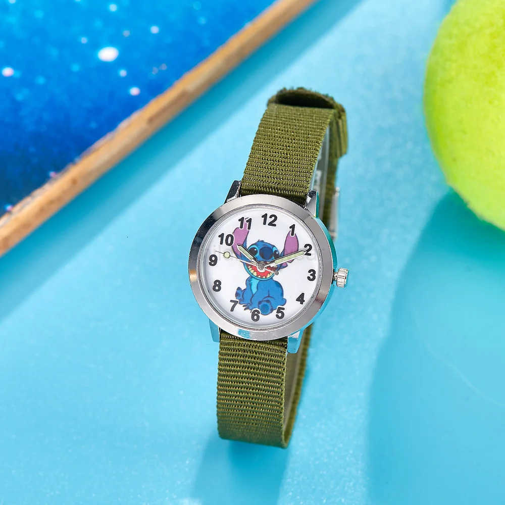 Disney Cartoon Stitch Childrens Watches Girls Canvas Strap Women Quartz Watch Kids Student Ladies Waterproof Clock Gifts W20250716