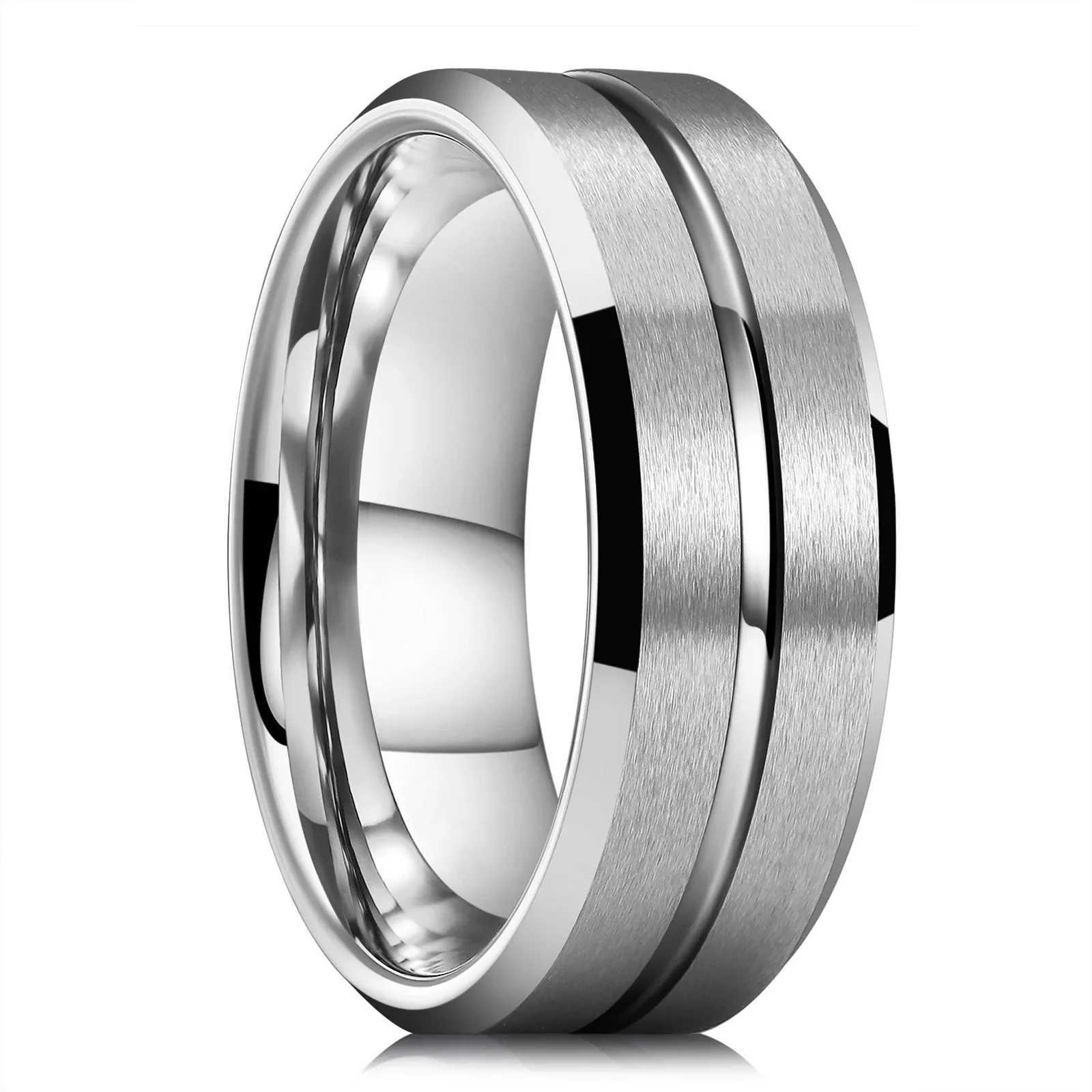 Fashion 8mm Silver Color Stainless Steel Rings For Men Women Never Fade Wedding Engagement Men Rings Party Jewelry Accessories S250716