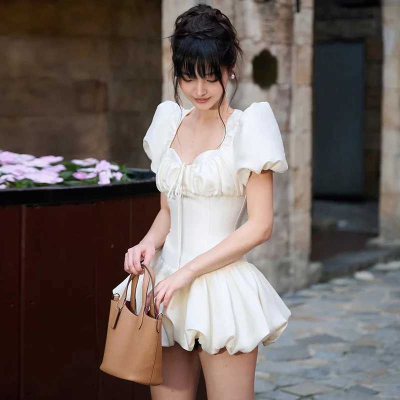 Elegant Party Dresses Ladies Fashion Evening Bodycon A-Line Puff Sleeves Fluffy Mini Dress Lace Sexy Ball Gown Princess Dress R250716