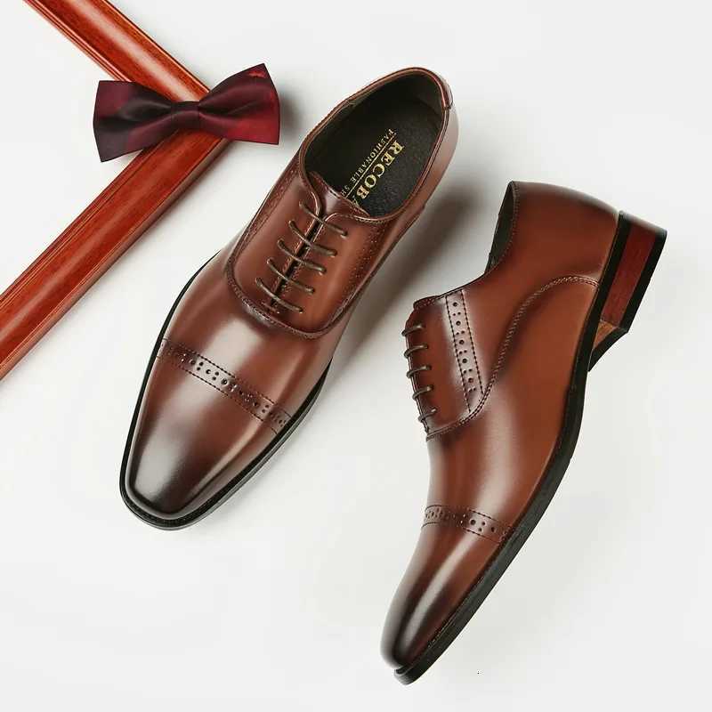 Slip-on Dress Shoes for Men Genuine Leather Oxfords Mens Luxury Brogue Shoes Carved Formal Shoes Male Wedding Party Shoes W250716