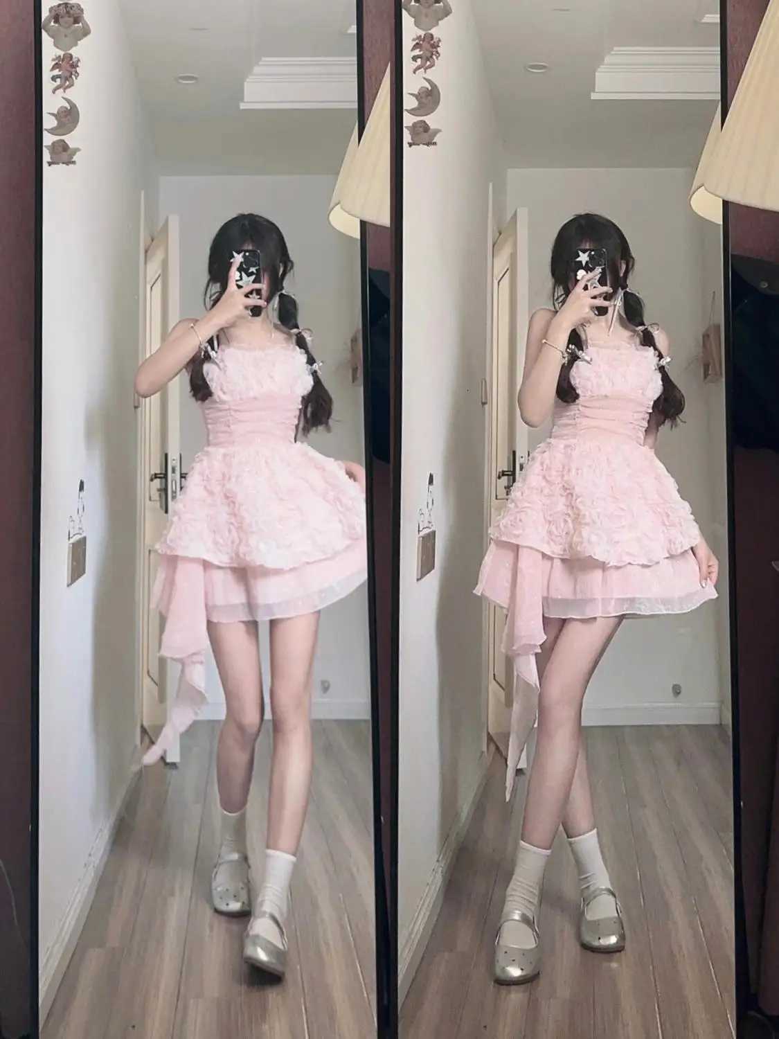 Vintage Floral Print Dress Women Puff Sleeve Square Neck High Waist Slim Fit Dress Female Elegant Summer Casual A-Line Dress R250716