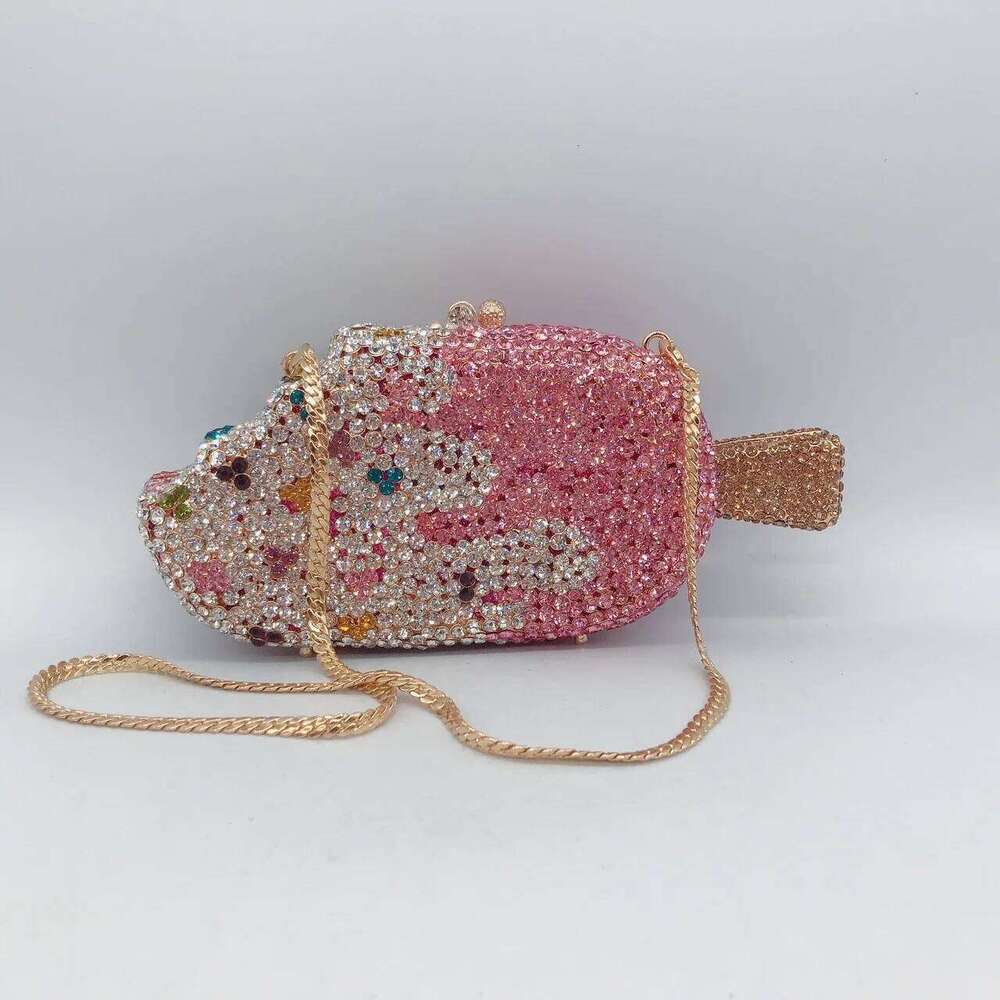 Ice Cream Shaped Dia Evening Clutch Bag For Party Wedding Boutique Novelty Mini Kawaii Rhinestone Purses High Quality