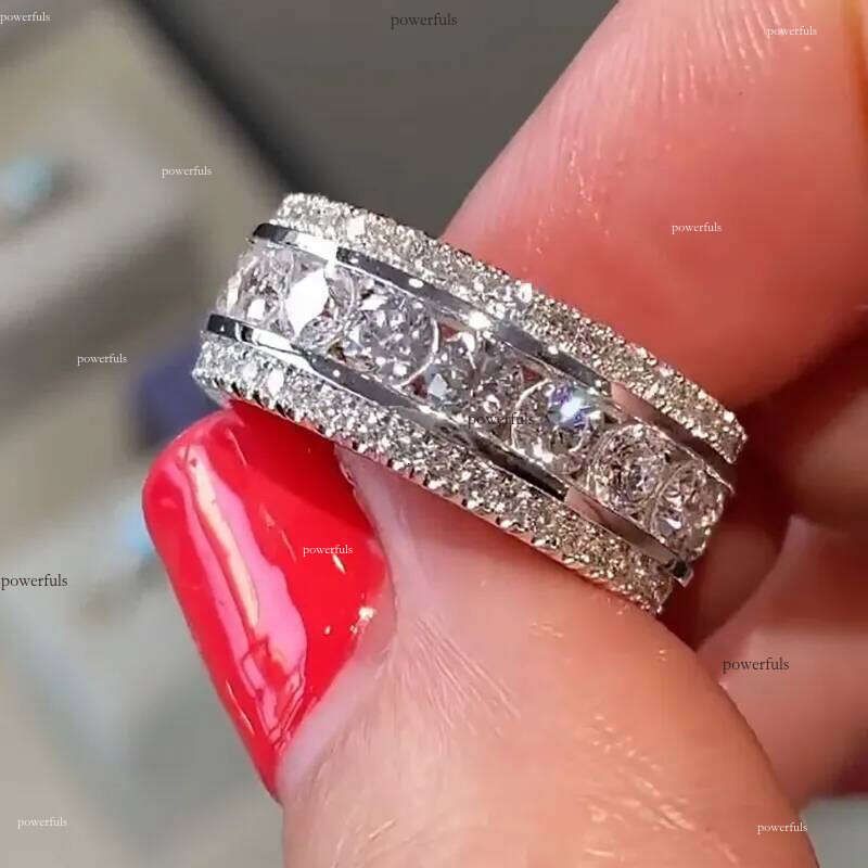 Handmade Ins Top Sell Wedding Rings Stunning Deluxe Jewelry Sterling Sier Round Cut White 5A Cubic Zircon CZ Dia Gemstones Party Elegant Women Ring Gi