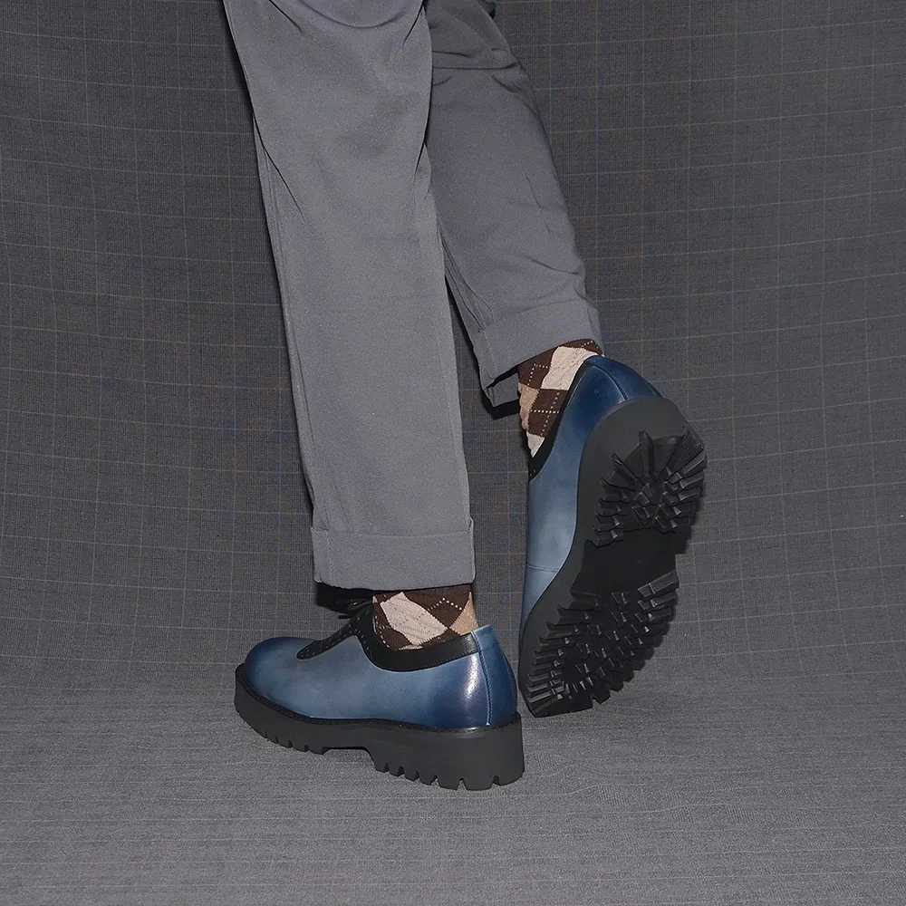 Fashion Mens Oxford Elevator Shoes Genuine Leather Round Toe Height Increasing Business Office Casual Dress Sneakers for Men W250716