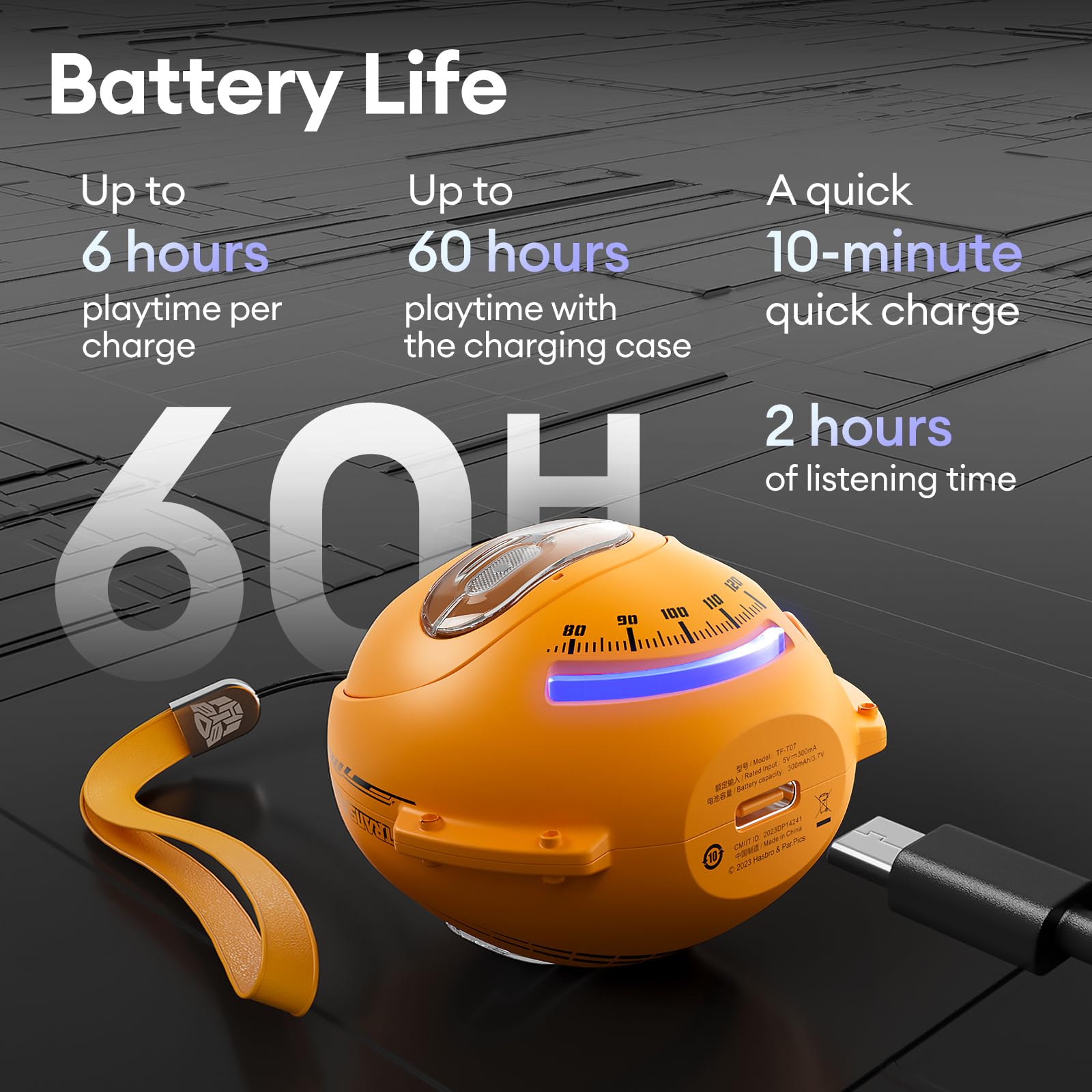 TRANSFORMERS Ear Hook Headphones Bumblebee Bluetooth 5.4 OWS Earphones Low Latency Sport Gaming Earbuds HD Call with Mic Cell Phone TF-T07