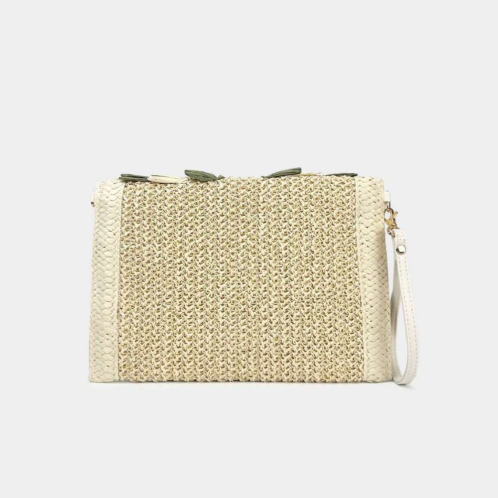 Women's Envelope 2025 Summer New Color-Block Straw Woven Crossbody Phone Flip Cover Tassel Small Square Bag